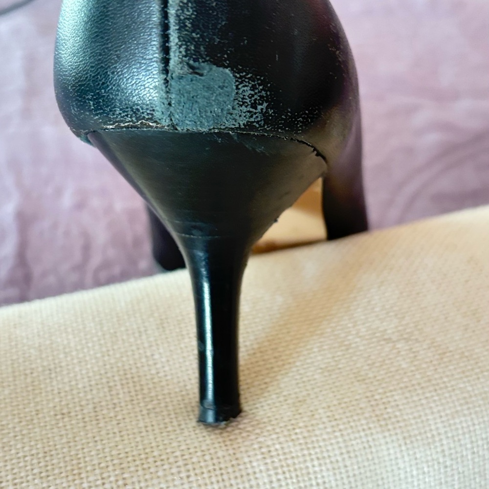 Coach Black Leather Heels with Gold Accent - Picture 6 of 10